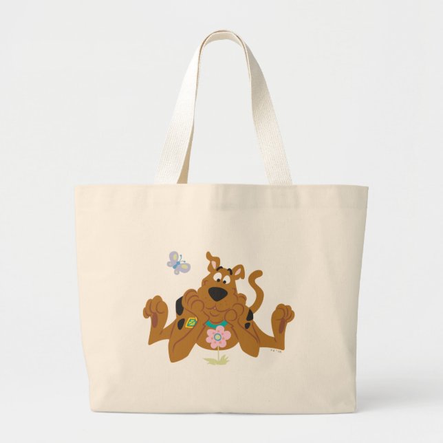 Scooby-Doo Admiring Flower Large Tote Bag (Front)