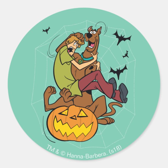 Scooby-Doo and Shaggy Halloween Fright Classic Round Sticker (Front)