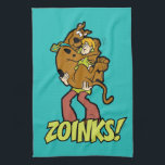 Scooby-Doo and Shaggy Zoinks! Tea Towel<br><div class="desc">Check out the classic scene of Shaggy holding a scared Scooby-Doo in his arms,  with the familiar phrase "ZOINKS!".</div>