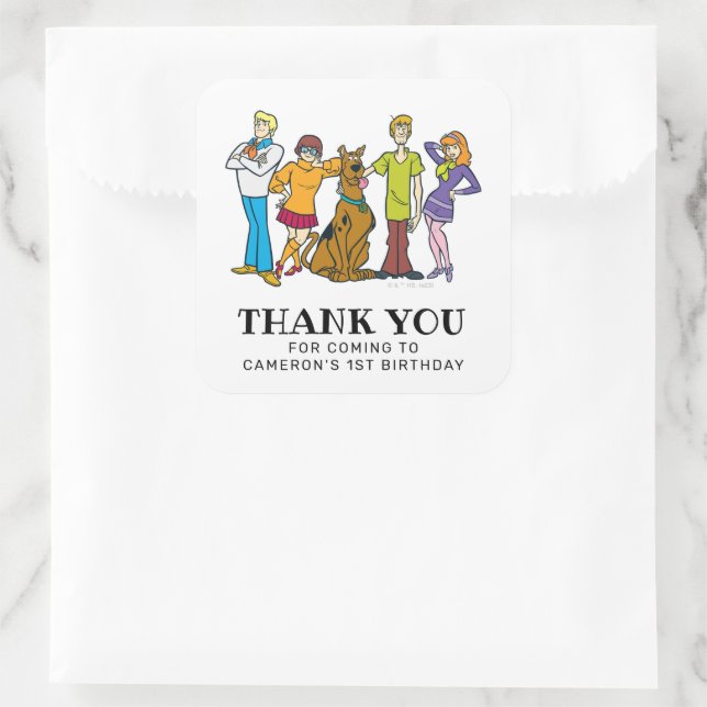 Scooby-Doo and the Gang Birthday Thank You Square Sticker (Bag)