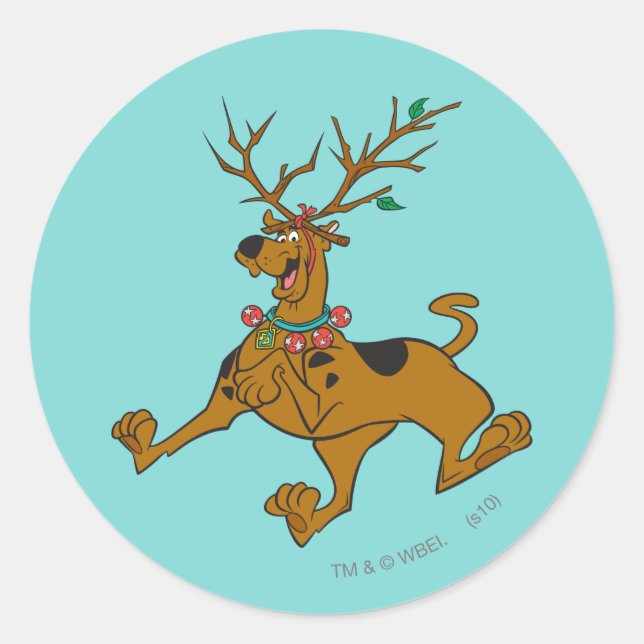 Scooby-Doo Christmas Holiday Antlers Classic Round Sticker (Front)