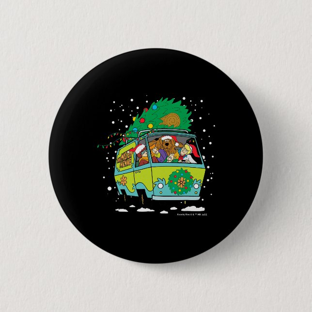 Scooby Doo Christmas Mystery Machine  6 Cm Round Badge (Front)