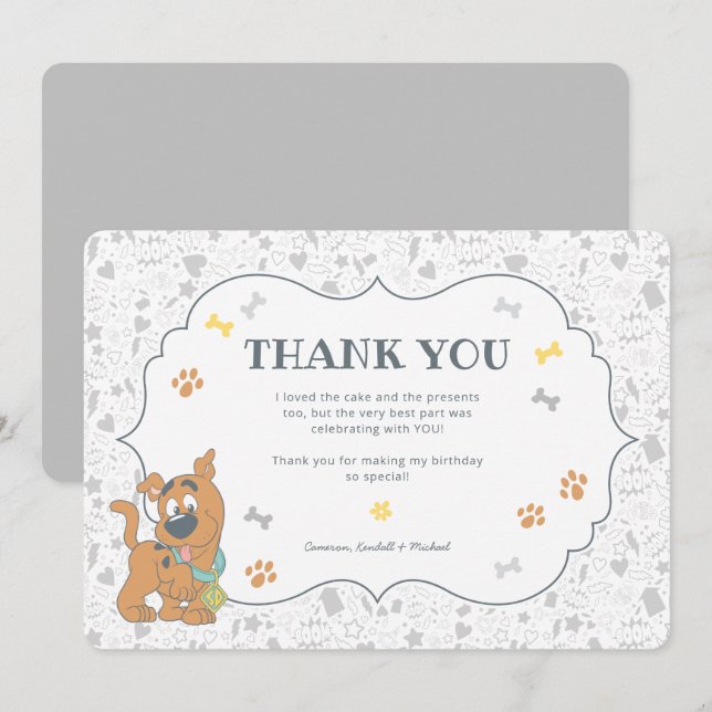 Scooby-Doo First Birthday Thank You Invitation (Front/Back)