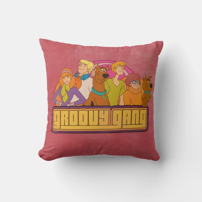 Scooby-Doo | "Groovy Gang" Retro Cartoon Graphic Cushion (Front)