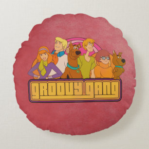 Scooby-Doo   "Groovy Gang" Retro Cartoon Graphic Round Cushion