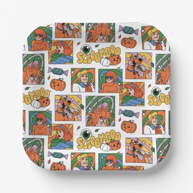Scooby-Doo Halloween Photos Pattern Paper Plate (Front)