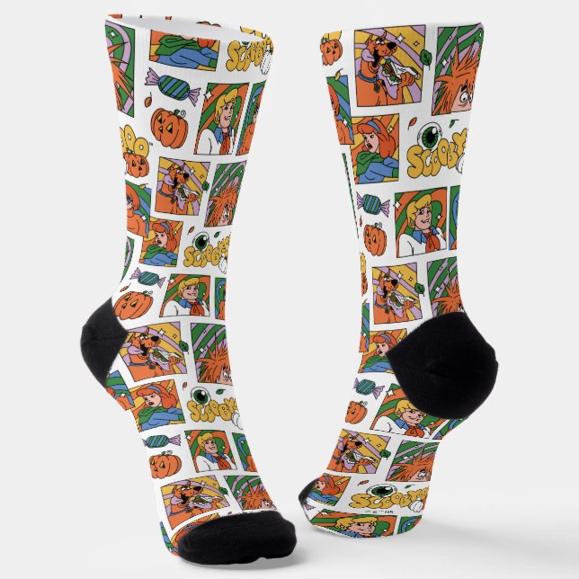 Scooby-Doo Halloween Photos Pattern Socks (Angled)