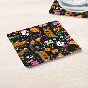 Scooby-Doo Halloween Scooby-Doo Pattern Square Paper Coaster