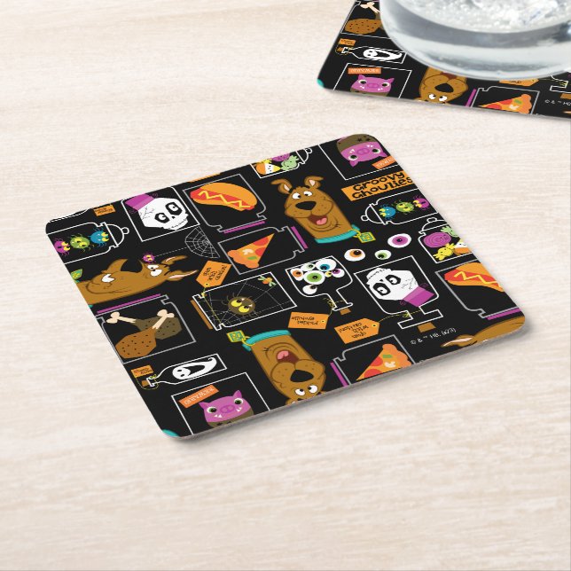 Scooby-Doo | Halloween Scooby-Doo Pattern Square Paper Coaster (Angled)