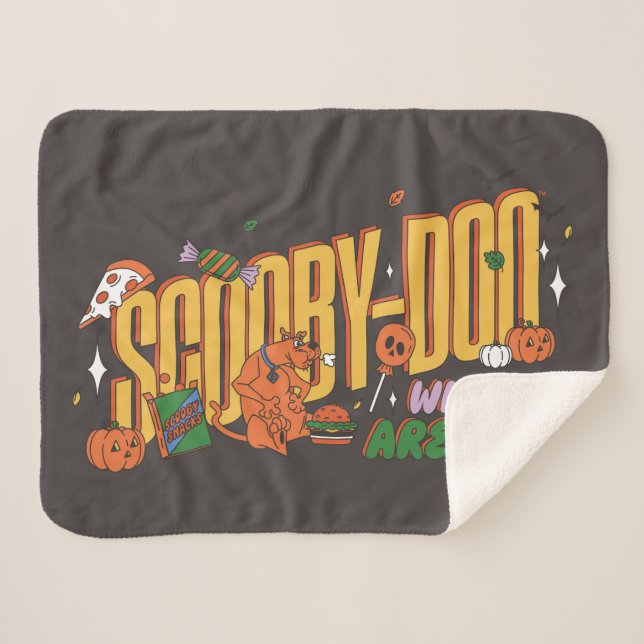Scooby-Doo Halloween Snack Logo Sherpa Blanket (Front (Horizontal))