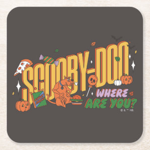 Scooby-Doo Halloween Snack Logo Square Paper Coaster