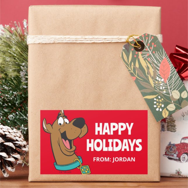 Scooby-Doo Happy Face | Personalised Rectangular Sticker (Holiday)