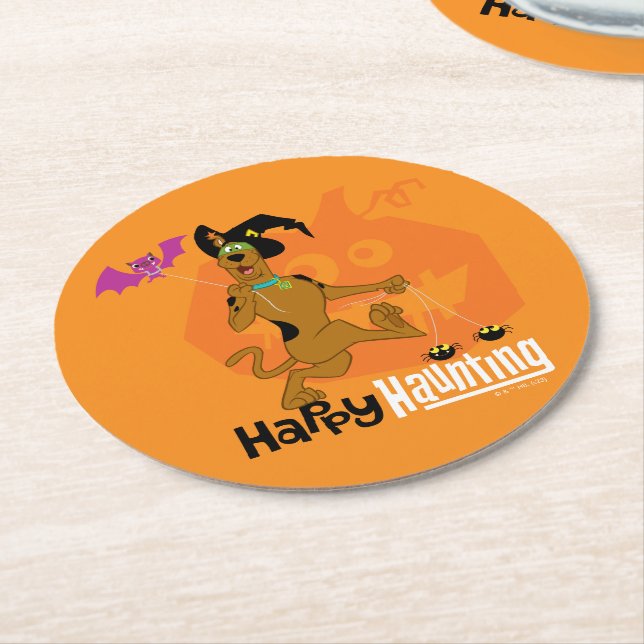 Scooby-Doo | Happy Haunting Round Paper Coaster (Angled)