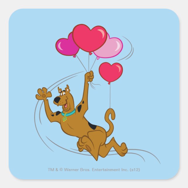 Scooby Doo - Heart Balloons Square Sticker (Front)