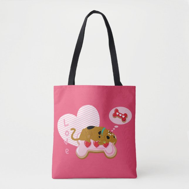 Scooby-Doo - Heart Decorated Scooby Snacks Tote Bag (Front)