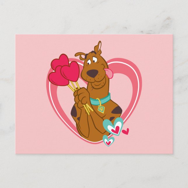 Scooby-Doo Holding Heart Lolipops Holiday Postcard (Front)