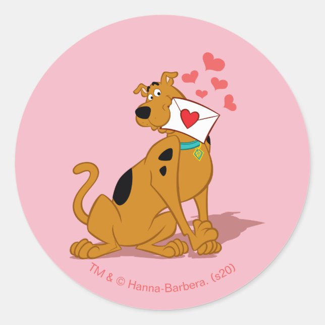 Scooby-Doo - Holding Valentine Envelope Classic Round Sticker (Front)