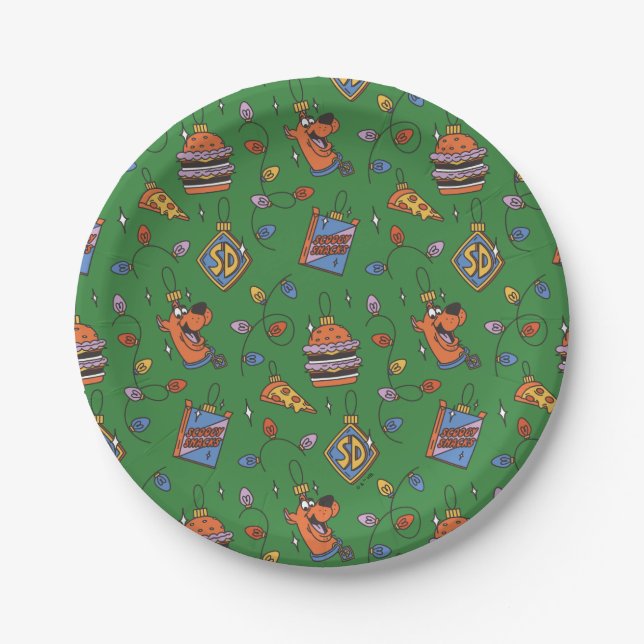 Scooby-Doo Holiday Snack Lights Pattern Paper Plate (Front)