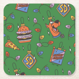 Scooby-Doo Holiday Snack Lights Pattern Square Paper Coaster