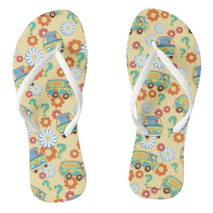 Scooby-Doo Mystery Machine Flower Pattern Flip Flops