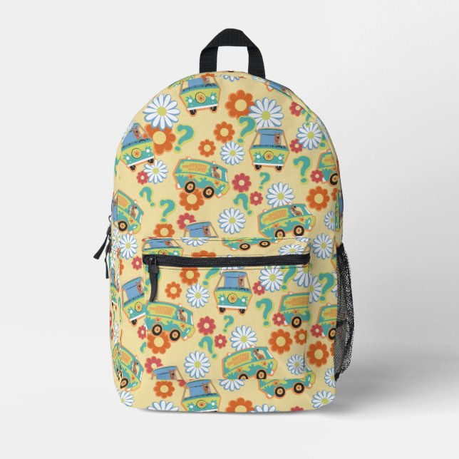 Scooby-Doo Mystery Machine Flower Pattern Printed Backpack (Front)
