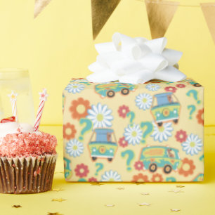 Scooby-Doo Mystery Machine Flower Pattern Wrapping Paper