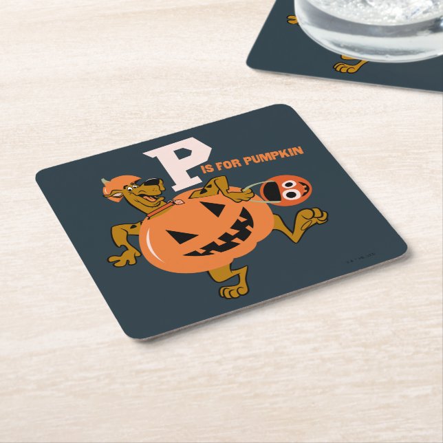 Scooby-Doo | P is for Pumpkin Square Paper Coaster (Angled)