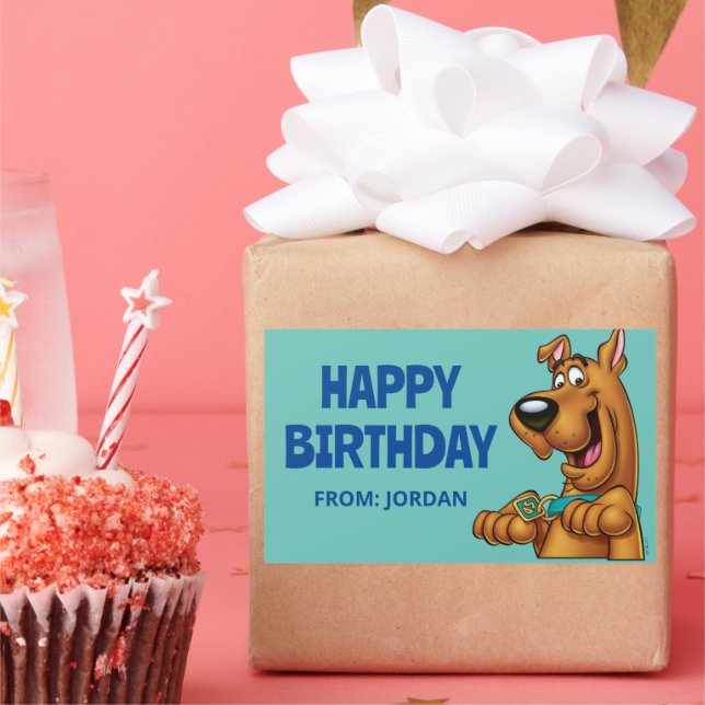Scooby-Doo Paws Up | Happy Birthday Rectangular Sticker (Party)