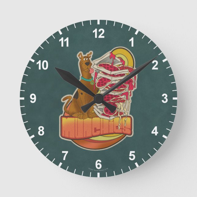 Scooby-Doo | Pile of Pizza "Munchies" Graphic Round Clock (Front)