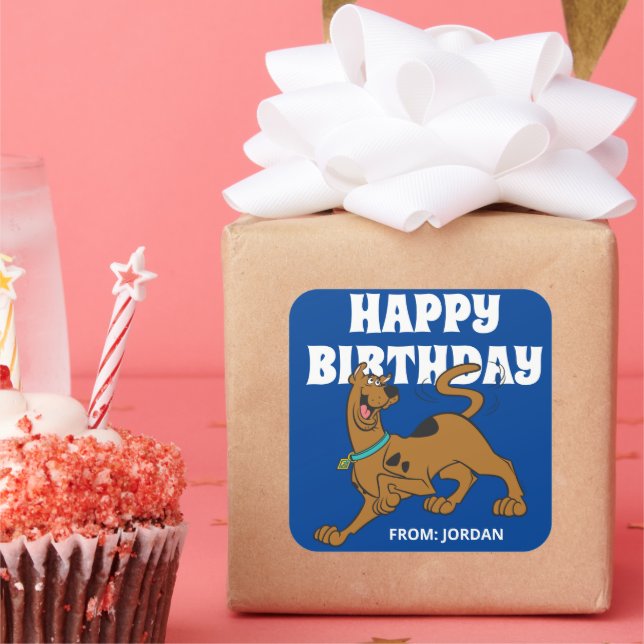 Scooby-Doo Tail Wag | Happy Birthday Square Sticker (Party)
