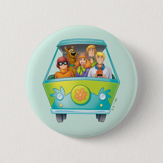 Scooby-Doo & The Gang Mystery Machine Airbrush 6 Cm Round Badge (Front)