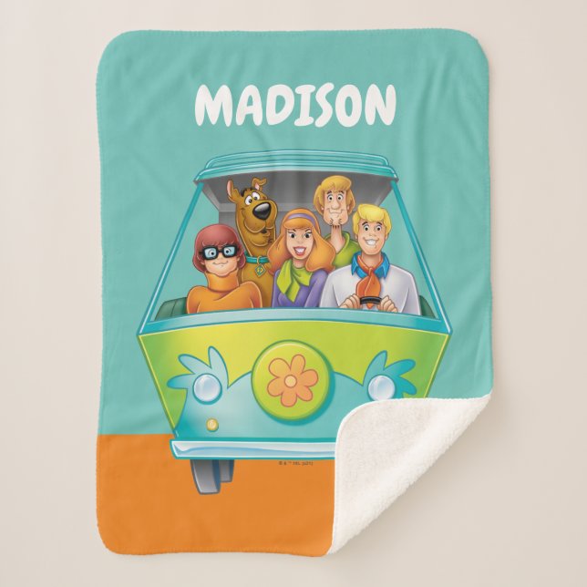 Scooby-Doo & The Gang Mystery Machine Airbrush Sherpa Blanket (Front)