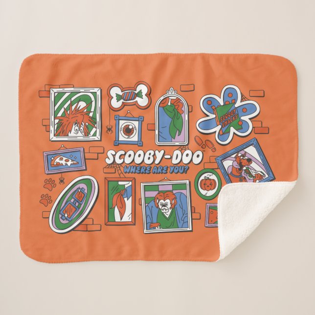 Scooby-Doo Wall of Halloween Picture Frames Sherpa Blanket (Front (Horizontal))