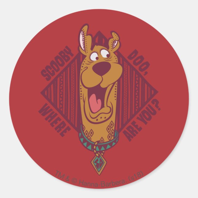 Scooby-Doo Where Are You Tribal Graphic Classic Round Sticker (Front)
