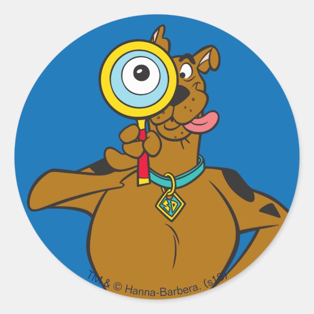 Scooby-Doo With Magnifying Glass Classic Round Sticker (Front)