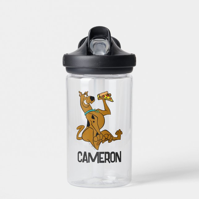 Scooby-Doo With Pizza Slice | Add Your Name Water Bottle (Front)