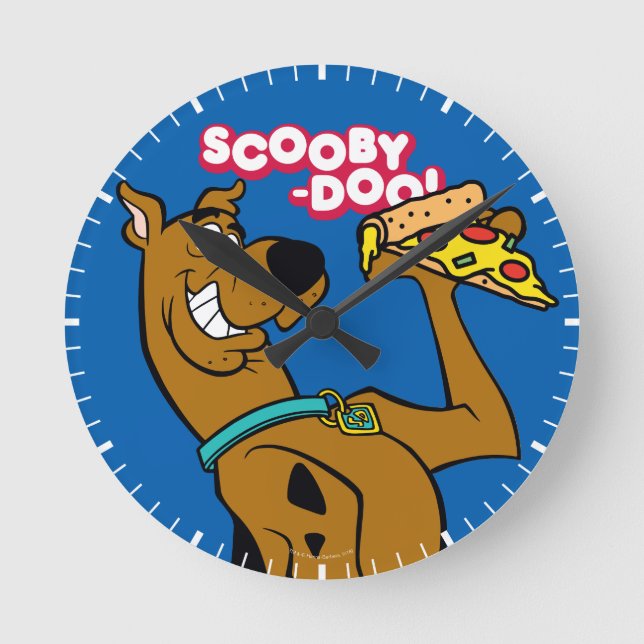 Scooby-Doo With Pizza Slice Round Clock (Front)