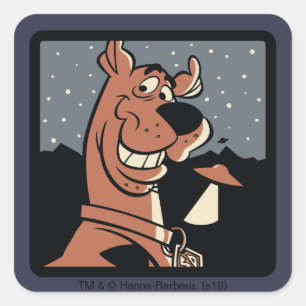 Scooby-Doo With UFO Square Sticker