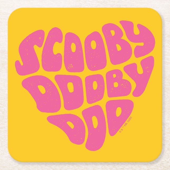 Scooby Dooby Doo Heart Square Paper Coaster (Front)