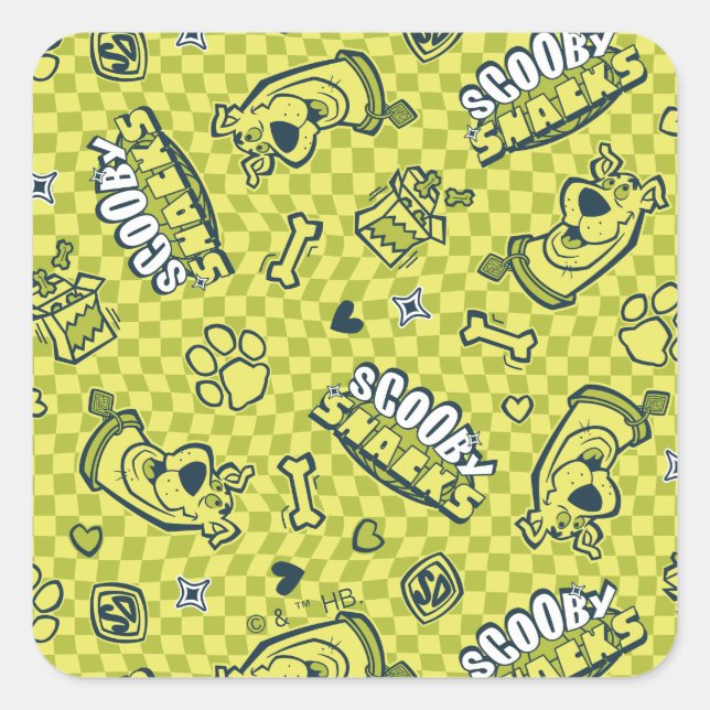 Scooby Snacks Galore Chequered Pattern Square Sticker (Front)