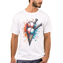 Scoop of Baseball Fun – Vibrant Ice Cream Cone Art