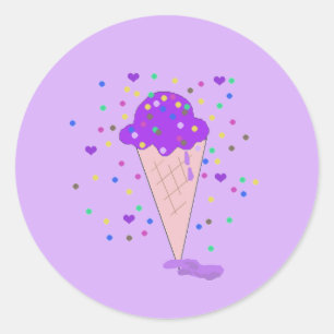 Scoop of Purple Confetti Ice Cream Classic Round Sticker