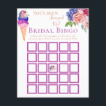 Scooped Ice Cream Floral Bridal Shower Bingo Game<br><div class="desc">This unique Ice Cream themed Watercolor I painted by my own in modern Azur Blue, Vanilla Cream, Peach, Burgundy, Viva Magenta and Blush Pink colours perfect for your fun and sparkly selebration with friends "She's been scooped up" Bridal Shower. Other matching items for your party available in my PatternDigitPics stope's...</div>