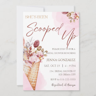 Scooped Up Burgundy Pink Ice Cream Bridal Shower Invitation