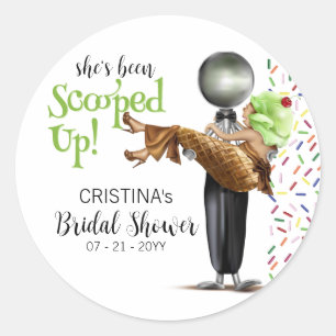 Scooped Up Chocolate Ice cream Bridal Shower Classic Round Sticker