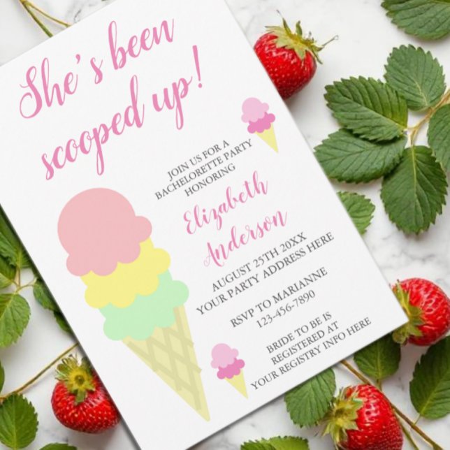Scooped Up Ice Cream Bachelorette Party Invitation (Creator Uploaded)