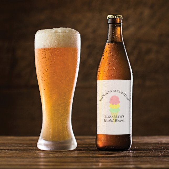 Scooped Up Ice Cream Bridal Shower Beer Bottle Label (Creator Uploaded)