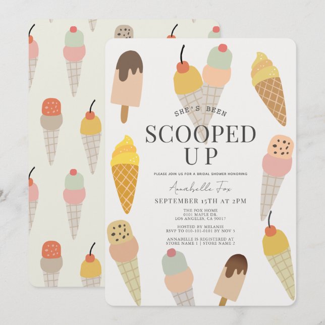 Scooped Up Ice Cream Bridal Shower Invitation (Front/Back)
