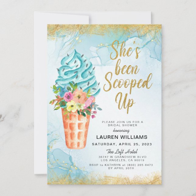 Scooped Up Ice Cream Bridal Shower Invitation (Front)