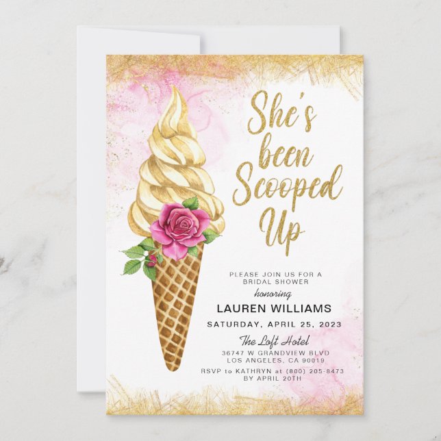 Scooped Up Ice Cream Bridal Shower Invitation (Front)
